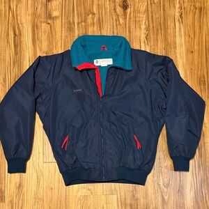 Columbia Men's jacket coat large vintage navy Blue color block bugaboo 80s 90s